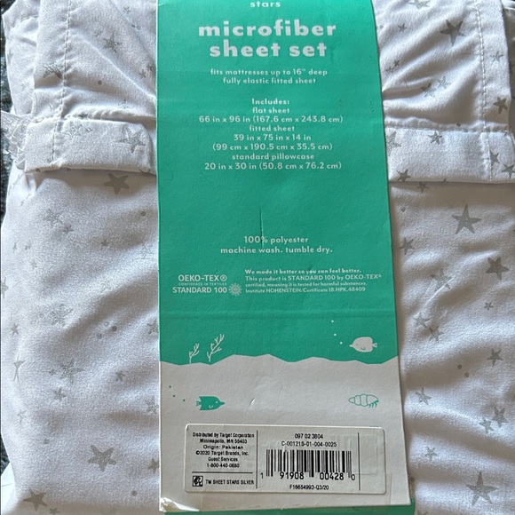 Pillowfort White Star Microfiber Twin Sheet Set - Picture 2 of 6